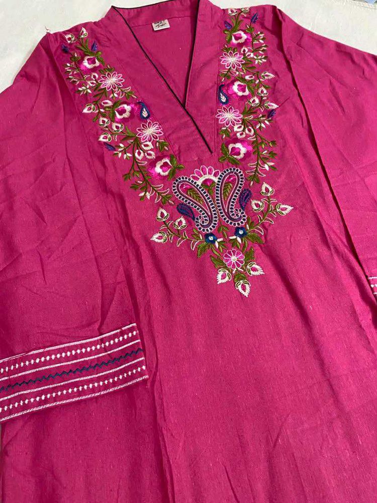 Vibrant Pink Embroidered Kurta