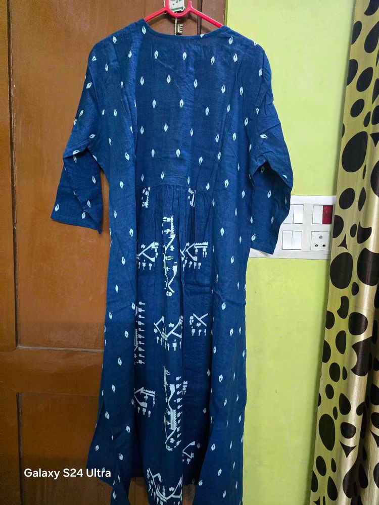 Navy Blue Printed Kurta
