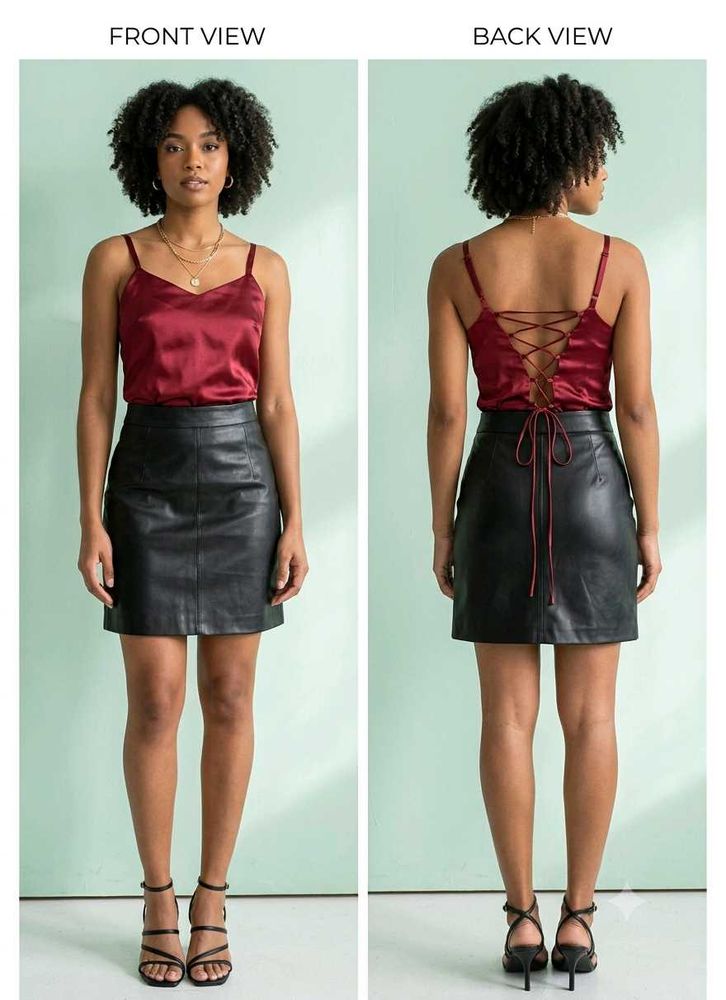 Satin Lace-Up Cami Top
