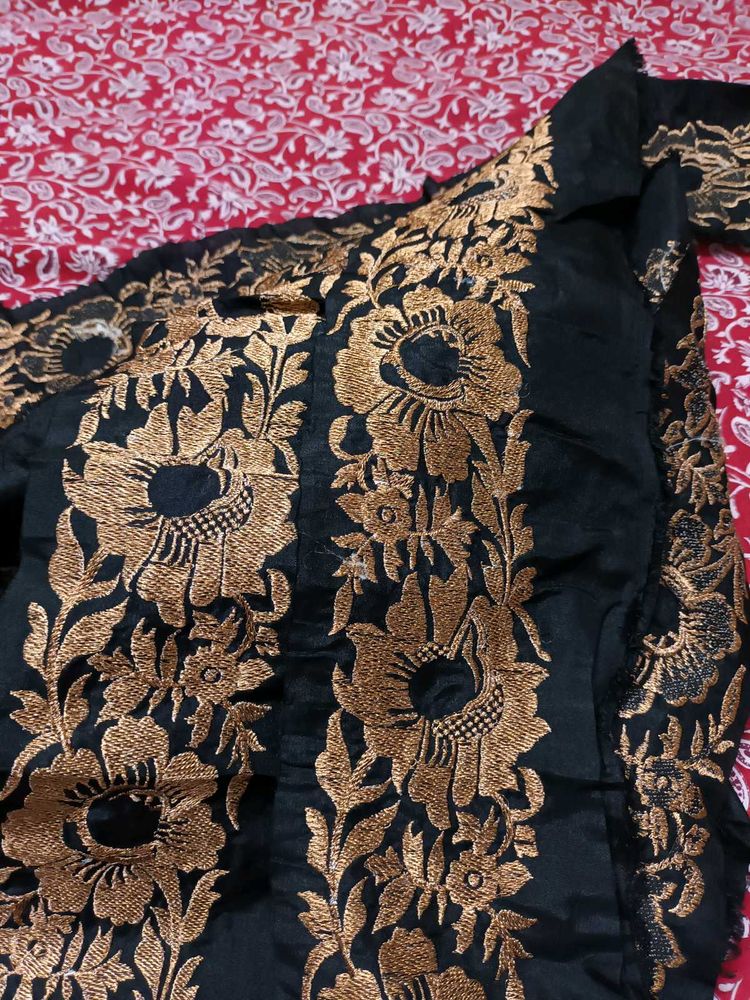 Elegant Black &amp; Copper Embroidered Fabric