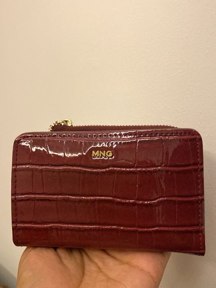 MNG Burgundy Croc Wallet