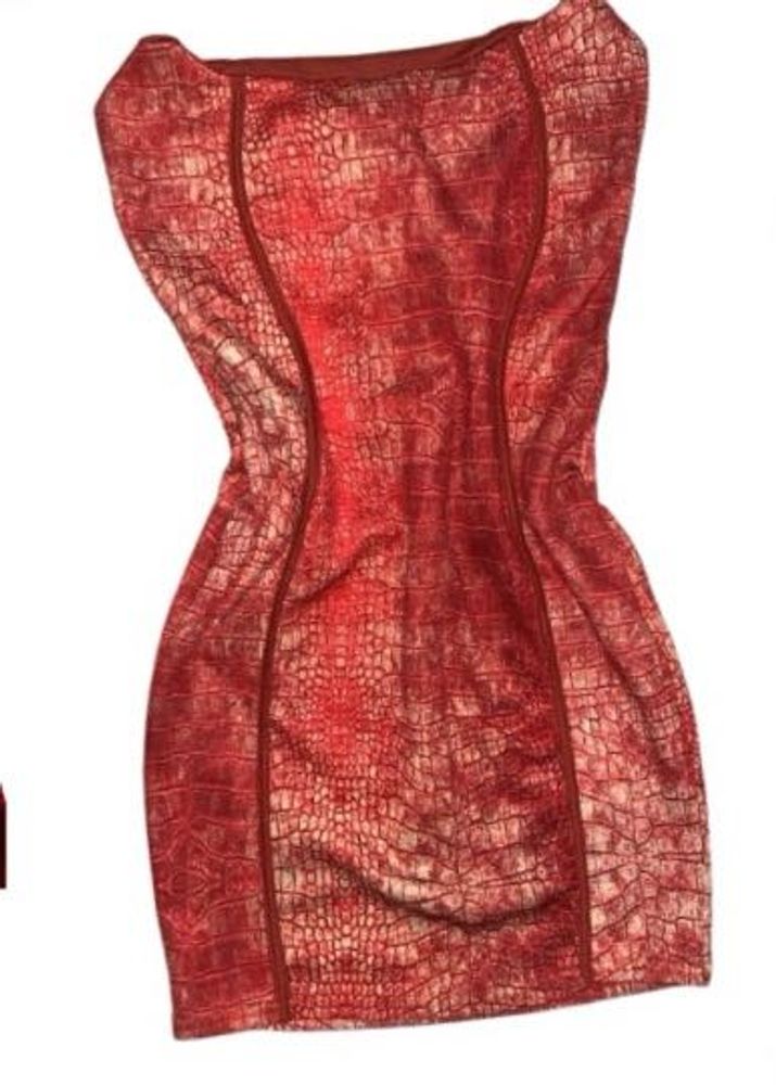 Eye-Catching Red Croc Print Mini Dress