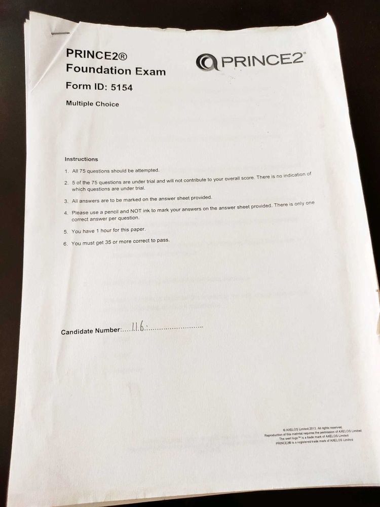 Prince 2 Foundation Exam Papers