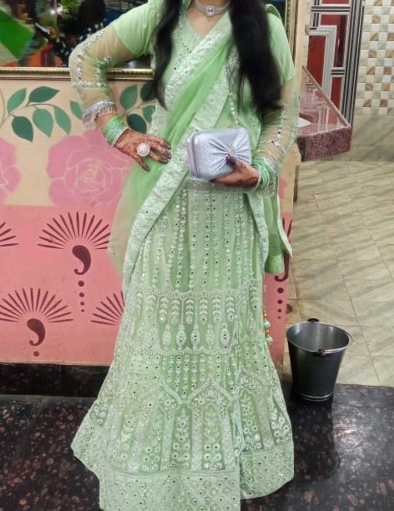 Mirror Embroidery Lehanga Choli With Dubatta