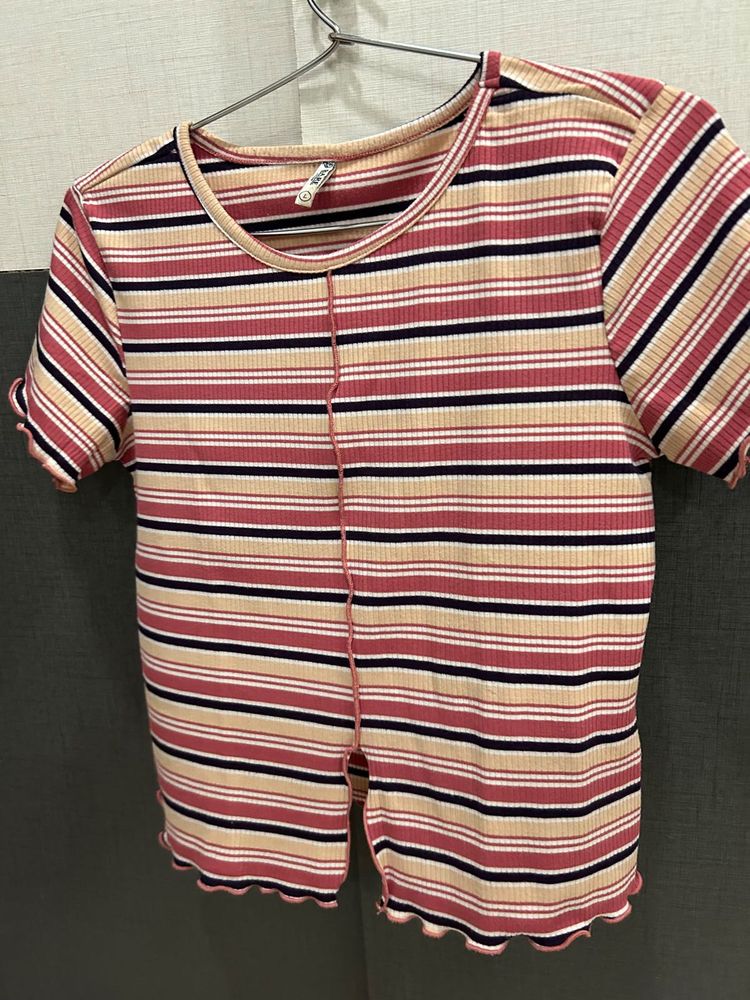 Striped Ribbed Crop Top