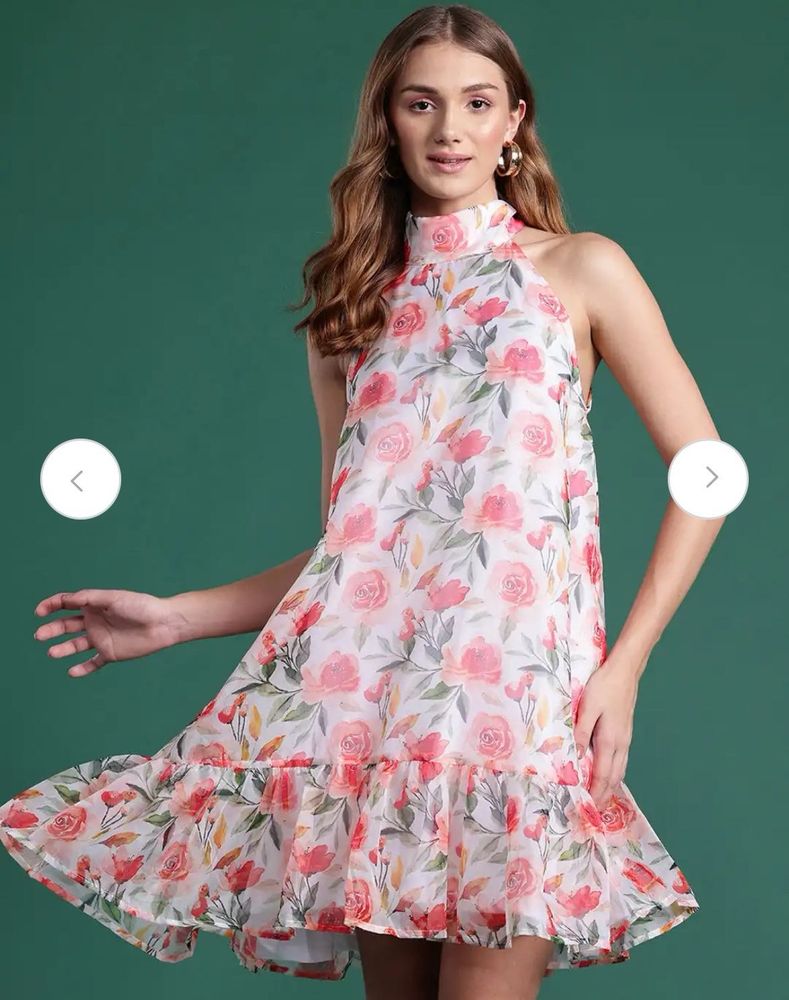 Floral Print Halter Neck Dress
