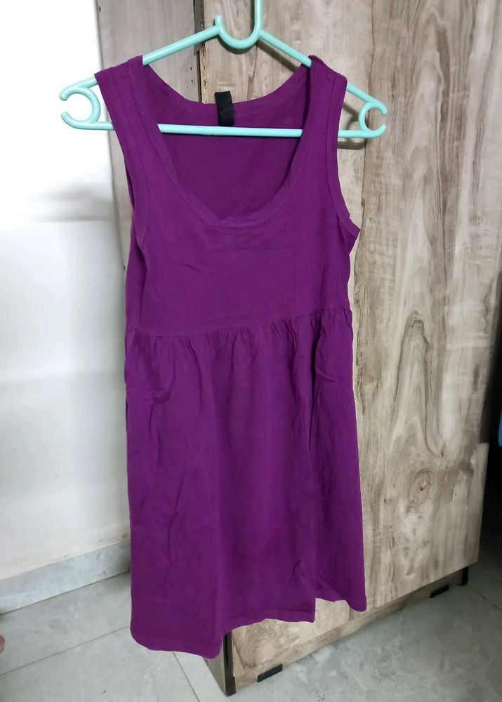 Purple Sleeveless Casual Dress