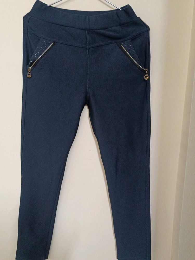 Stylish Grey Pants with Zipper design Pockets