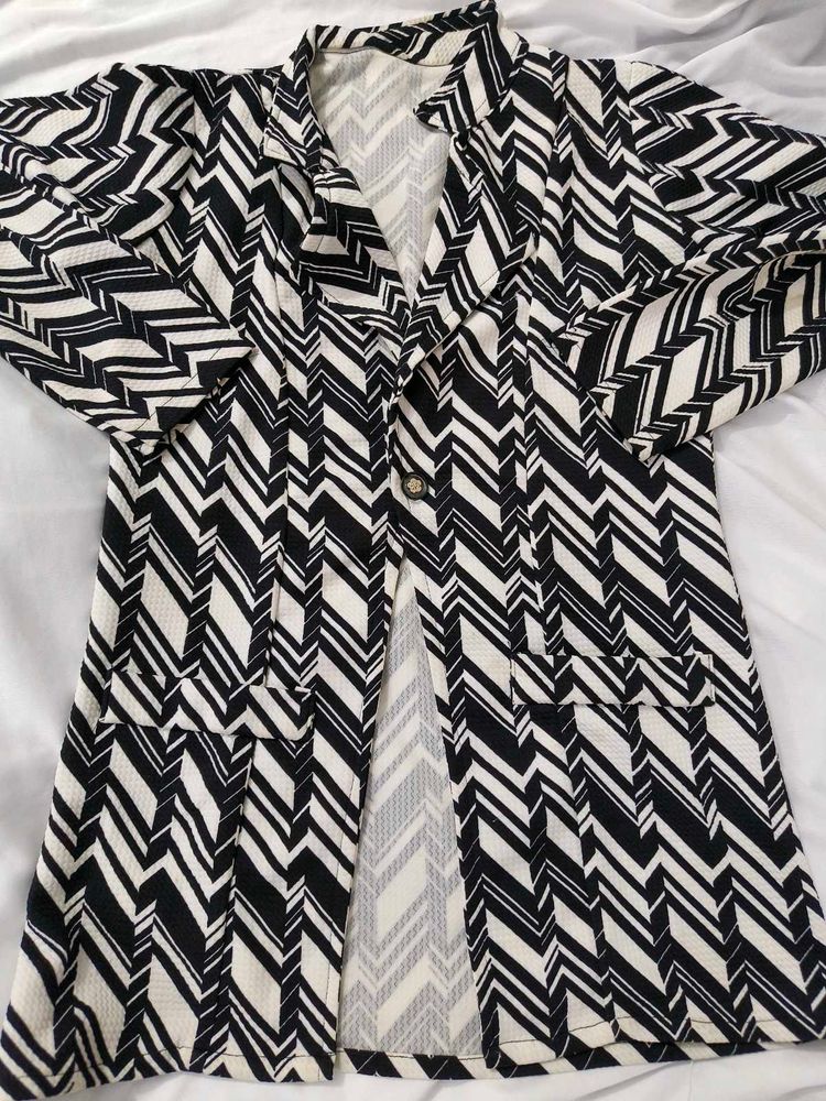 Chic Geometric Print Blazer