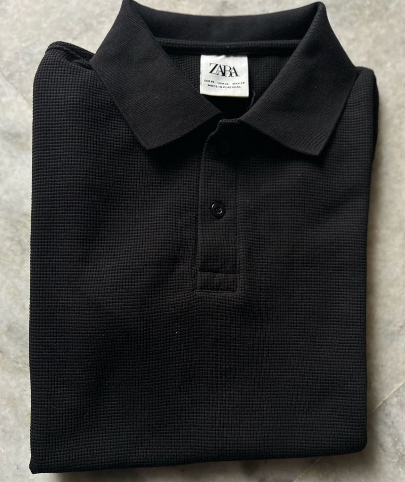 Men’s Original Zara Black Polo T-Shirt | Size M
