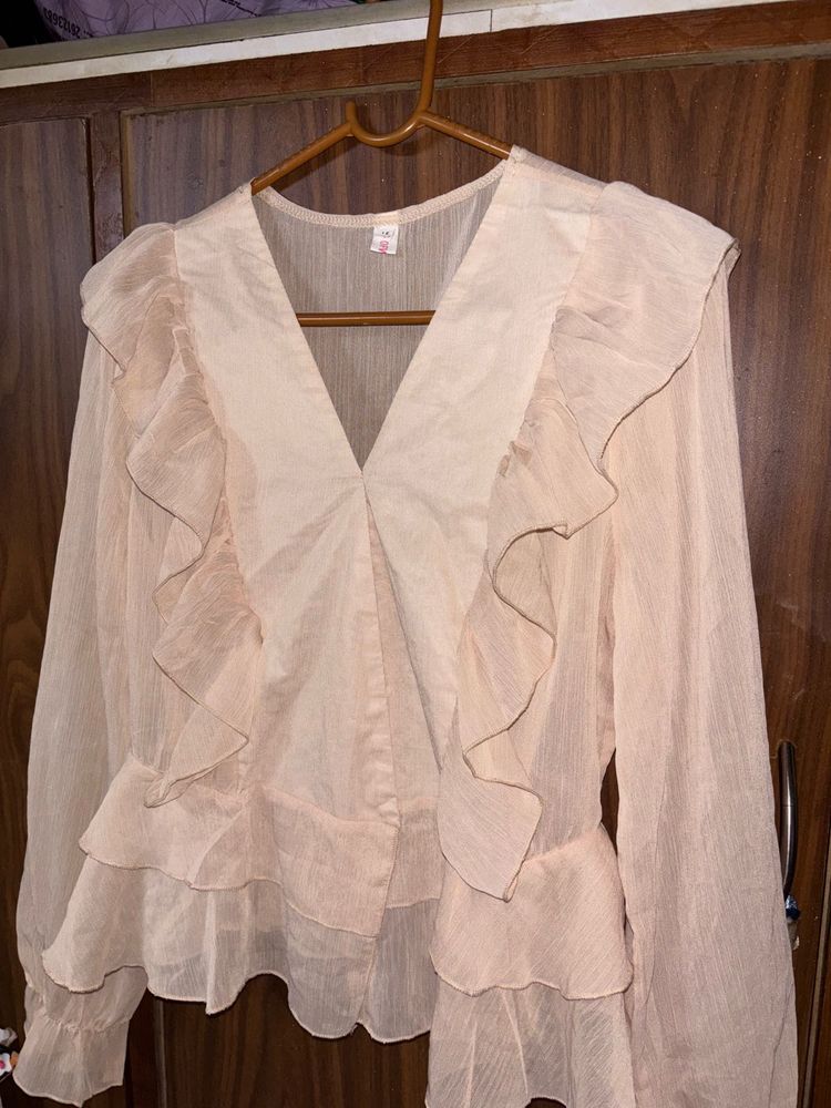 Chic Ruffled Sheer Blouse