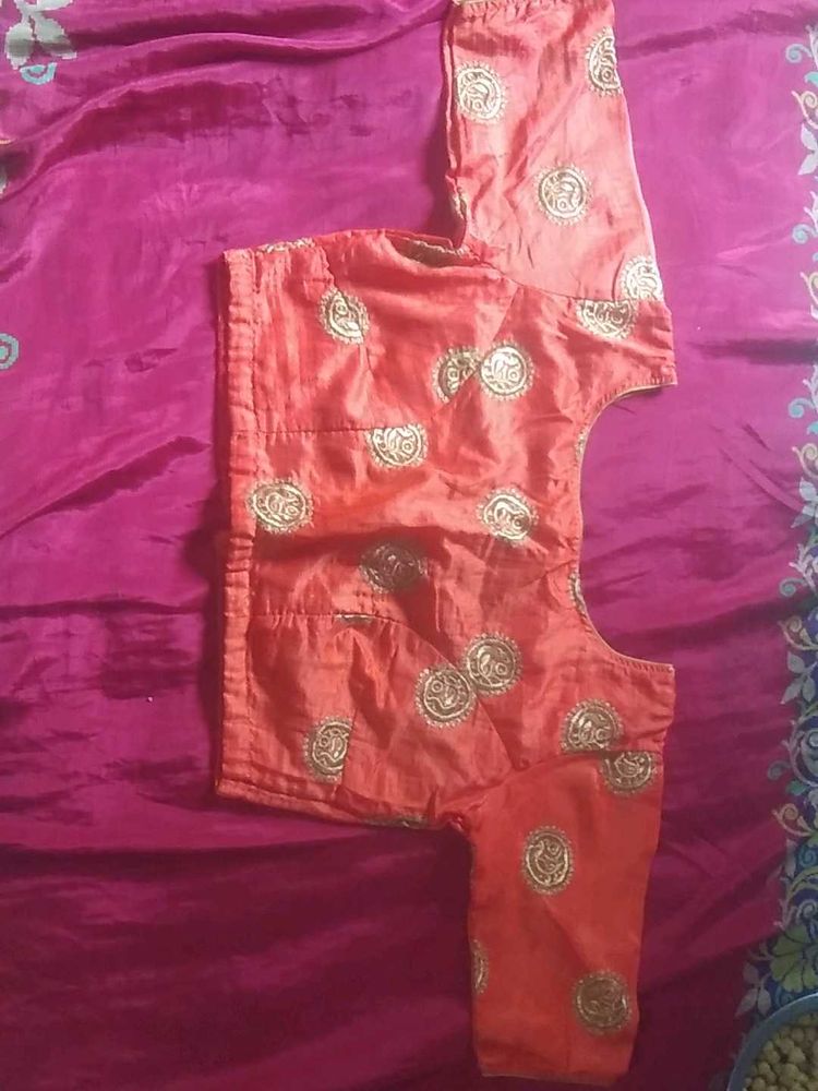 Embroidered Orange Blouse