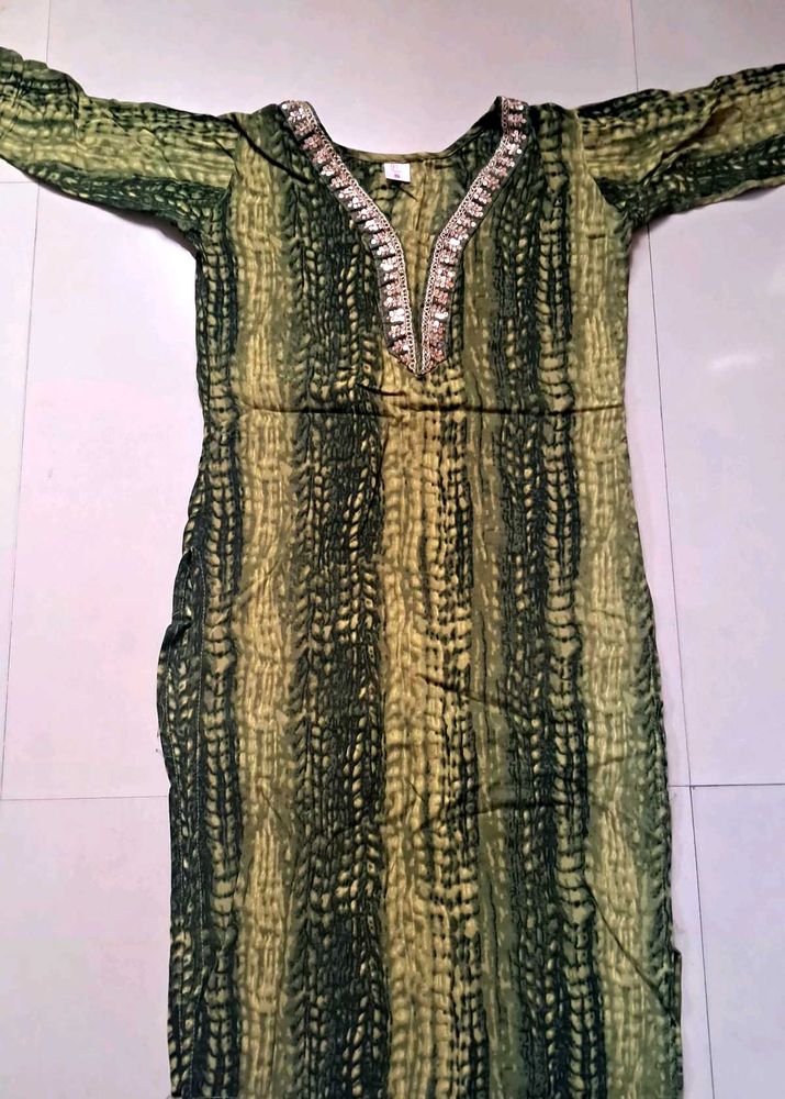 combo Green and white Printed Kurta