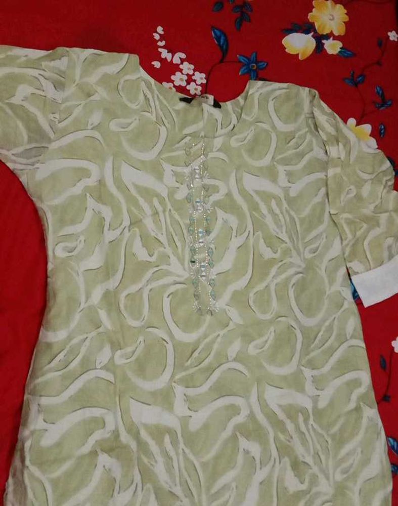 Light Green Kurta with White Print
