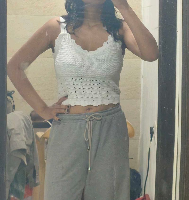 White Crochet Crop Top