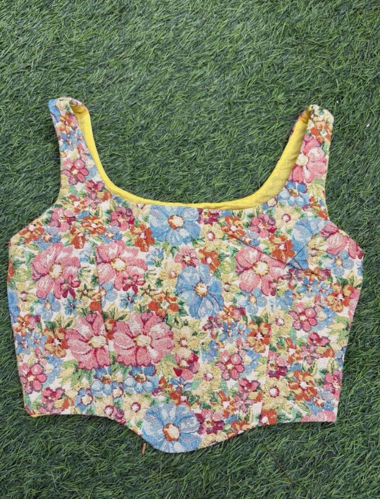 Floral Tapestry Crop Blouse