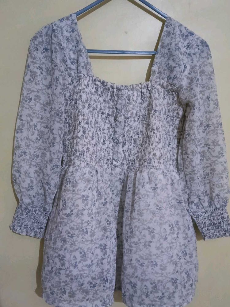 Floral Smocked Square Neck Top