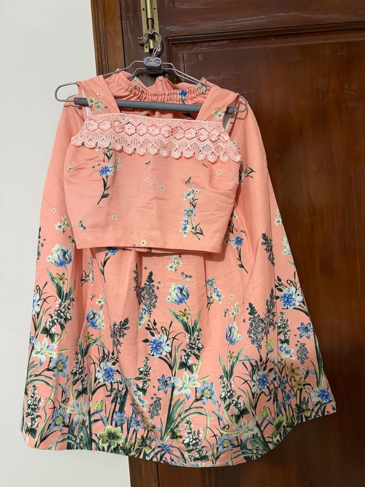 Peach Floral Print coord Set