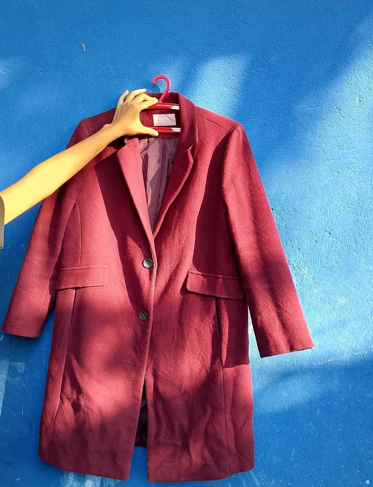 Maroon Velvet Long Coat