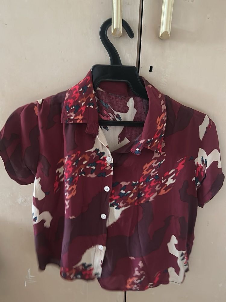 Stylish Printed Cropped Shirt