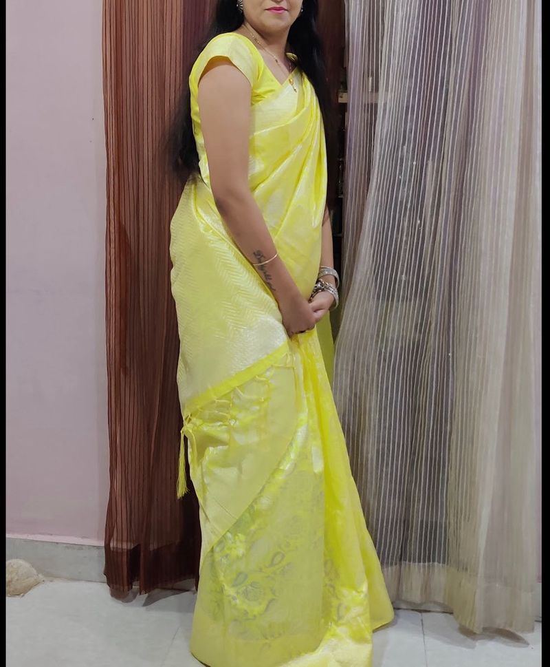 Vibrant Yellow Banarasi Silk Saree