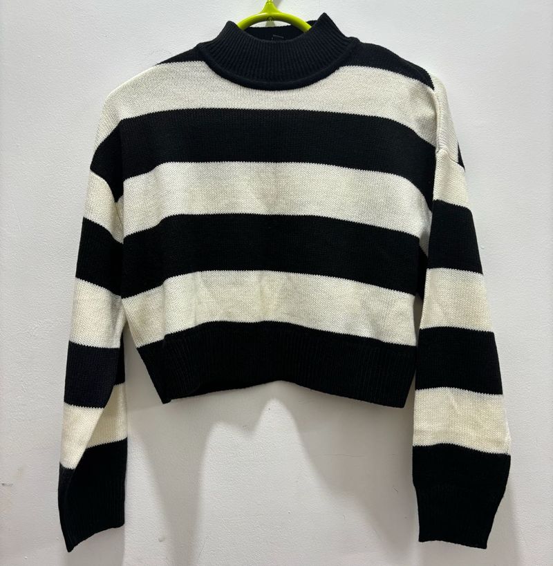 H&amp;M Polo Neck Striped Cropped Sweater (XS)