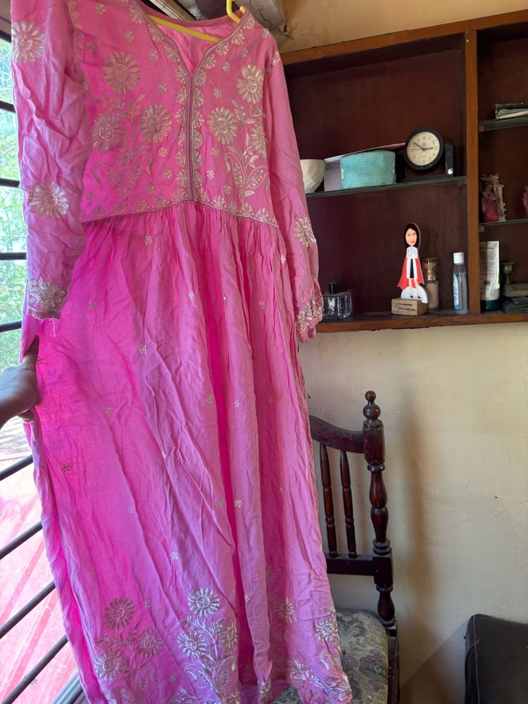 Pink Embroidered Kurta Set