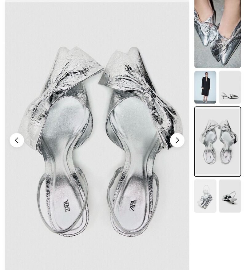 ZARA Silver Bow Heels