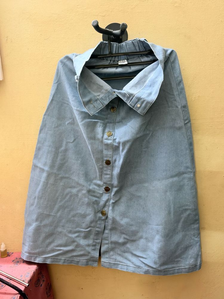 Denim Button-Up Skirt