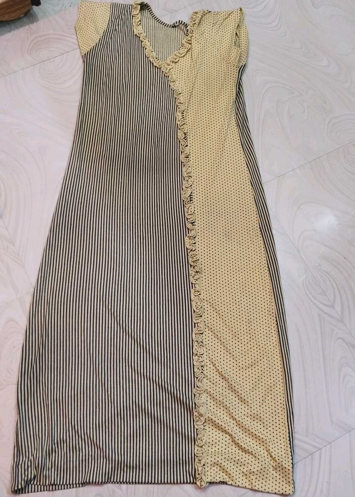 Comfortable Striped &amp; Polka Dot Nightgown