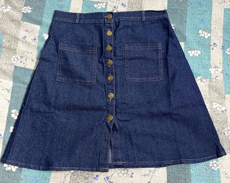 A Blue Coloured Denim Skirt.