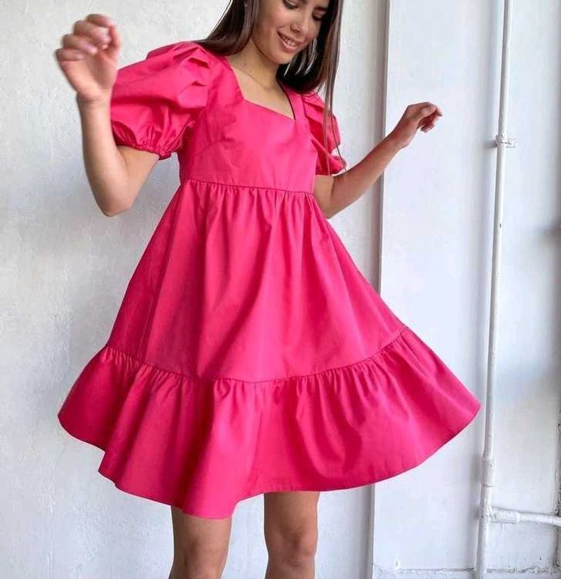 Pink Ruffle Mini midi summer Dress
