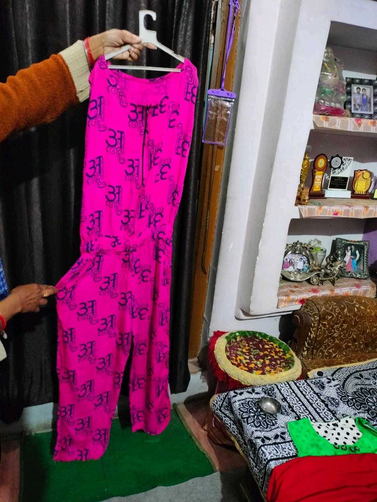 Pink Printed Jump suit