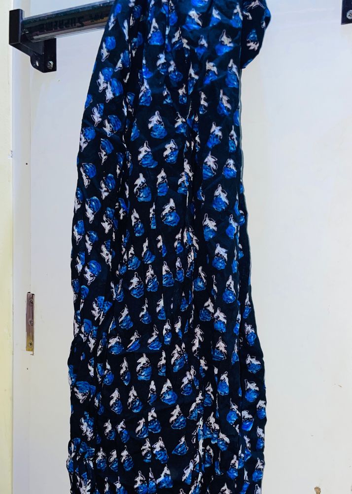 scarf blue and black cotton silk