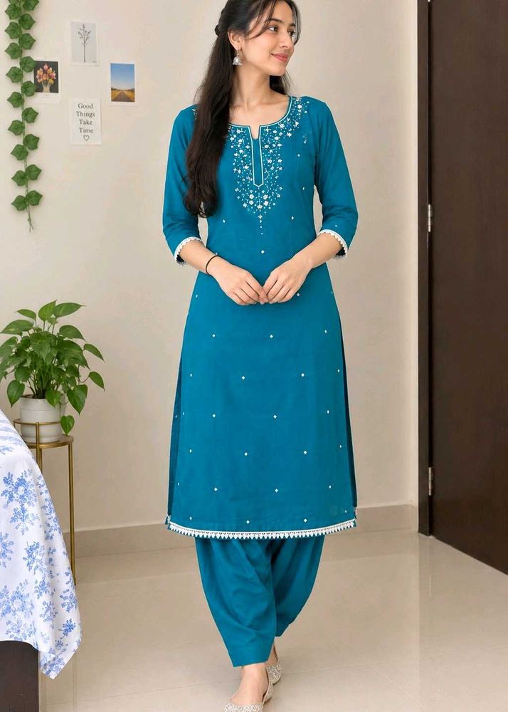 Beautiful Teal Kurta with Mirror Work