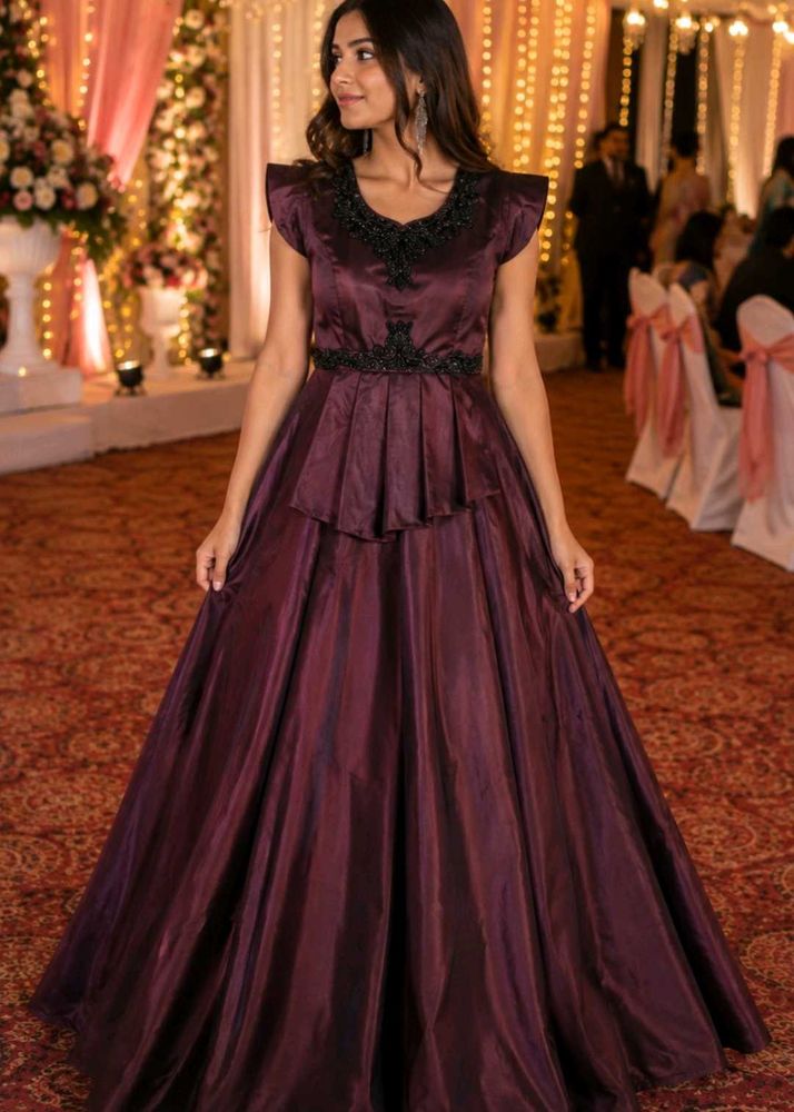 Elegant Burgundy Ethnic Gown
