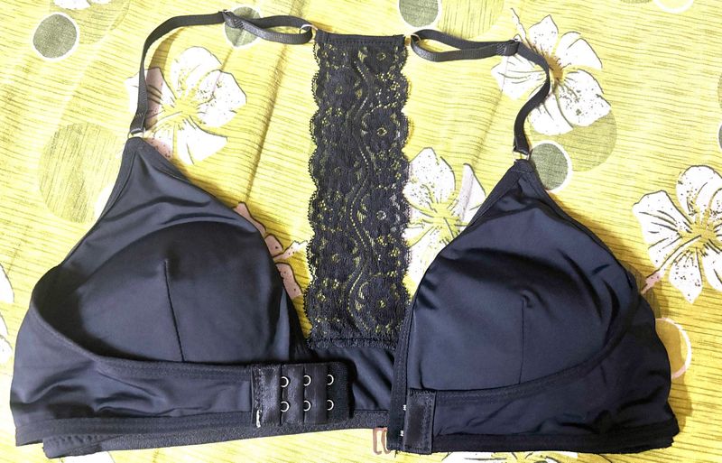 Black Lace Trim Bra