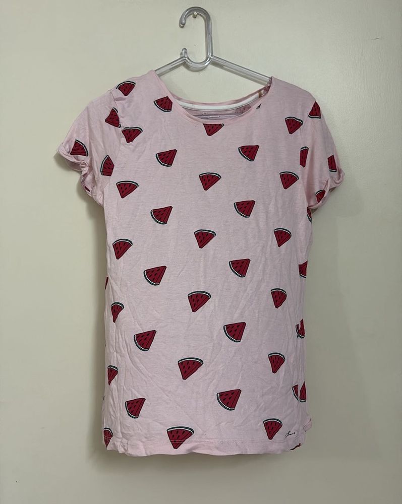 Cute Pink Watermelon Print T-Shirt