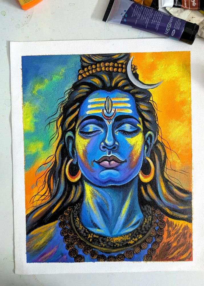 Vibrant Lord Shiva Canvas Painting