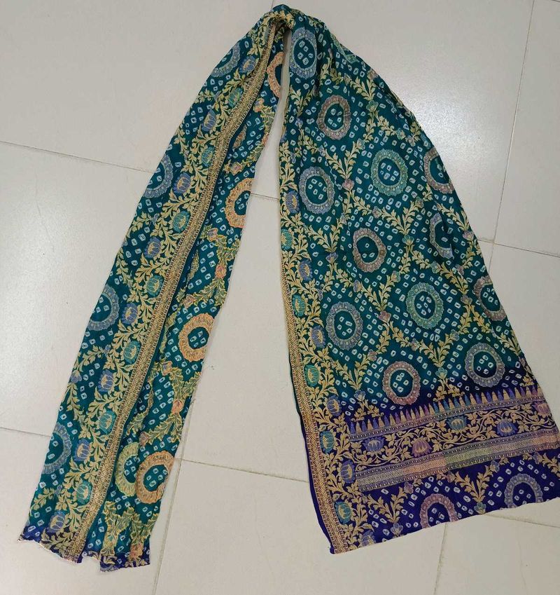 Beautiful Teal &amp; Blue Ethnic Dupatta