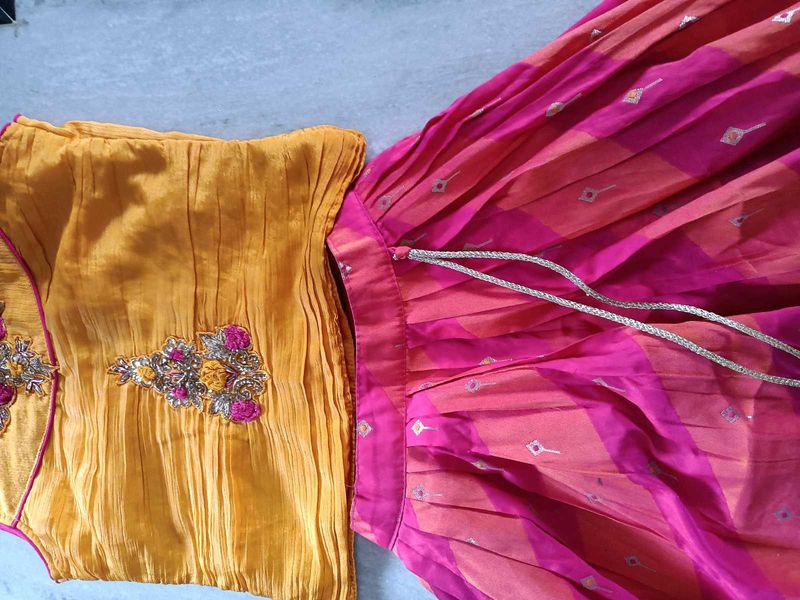 Beautiful Yellow &amp; Pink Lehenga Choli