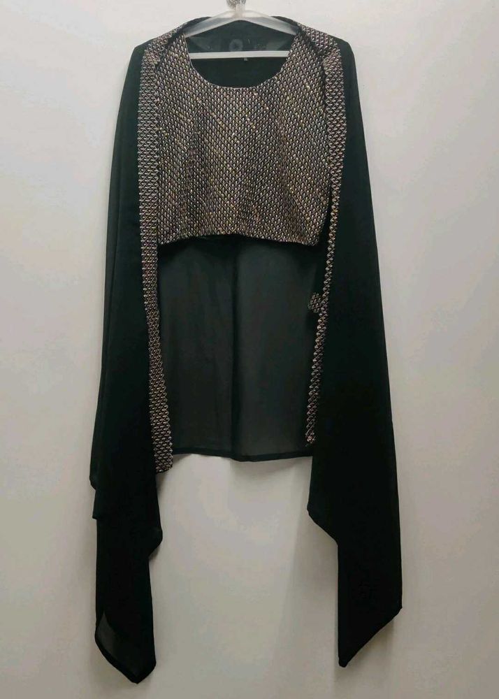 Elegant Green blouses with flayered skirt and dupp