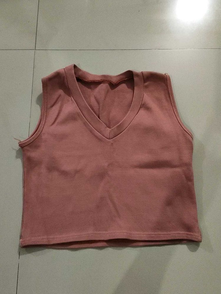 Sleeveless V-Neck Crop Top