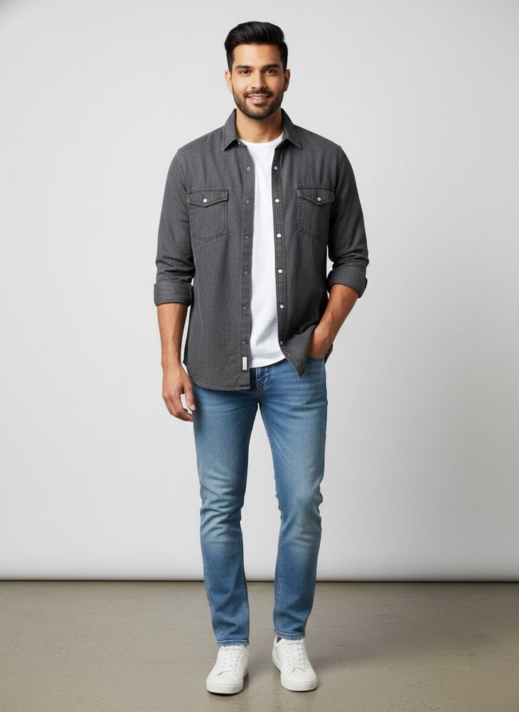 Dark Gray Denim Shirt