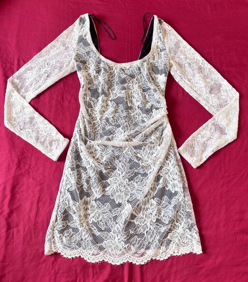 Zara White Net Lace Mini Dress