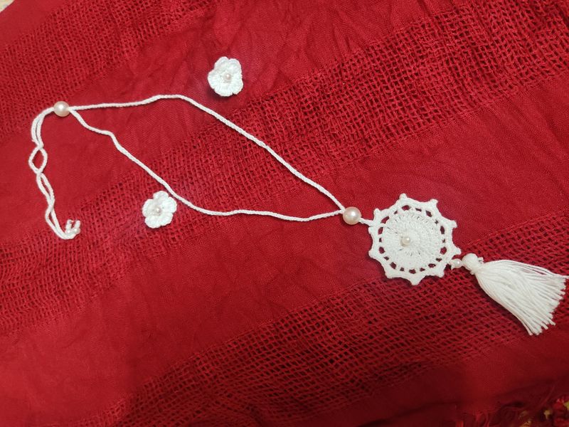 Crochet Mala And Earrings