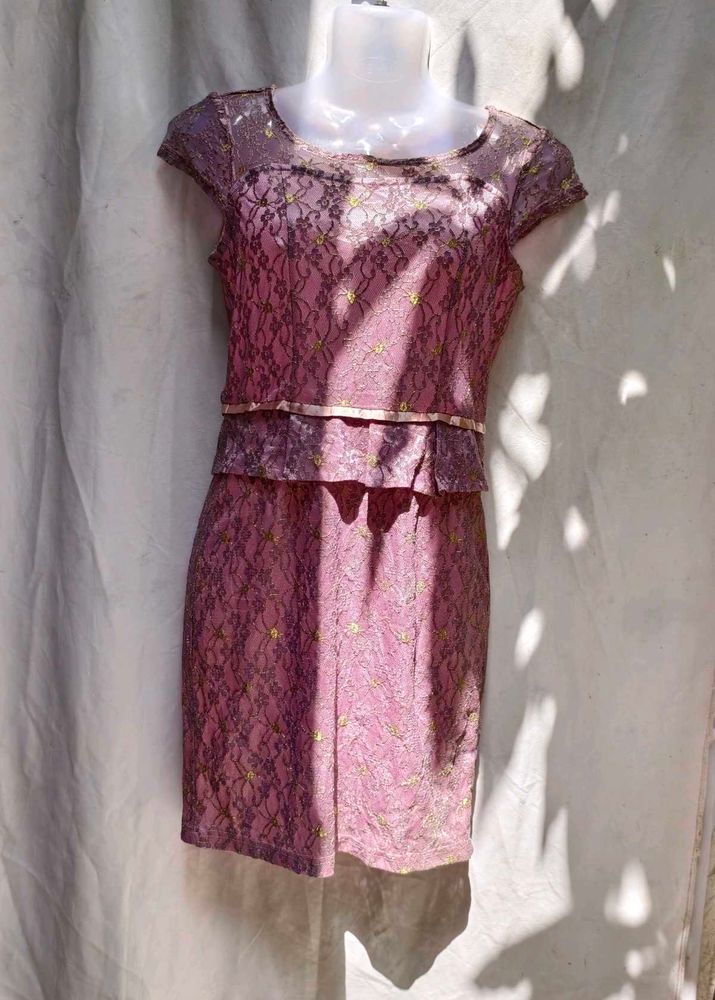 43910. Elegant Lace Overlay Dress