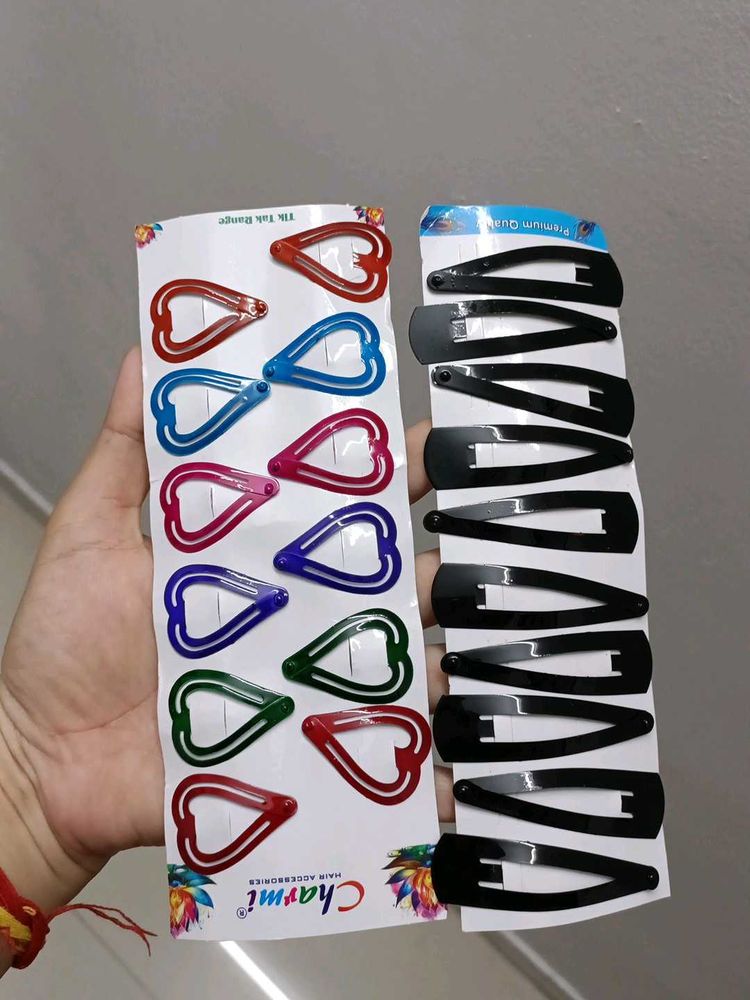 Cute Heart &amp; Classic Snap Hair Clips Set
