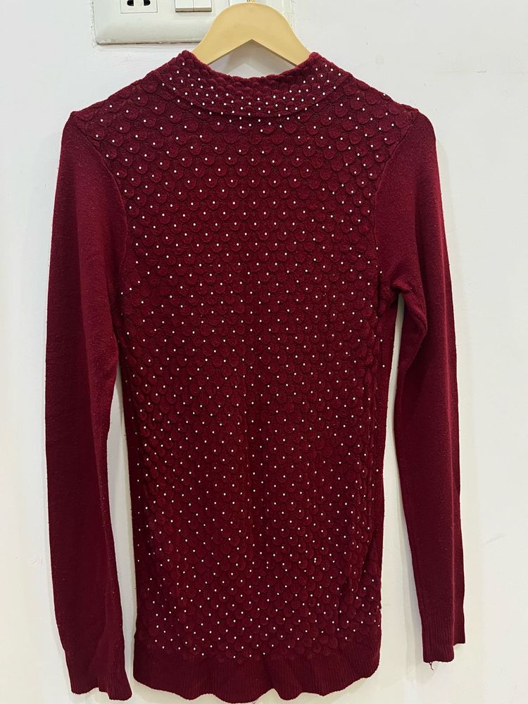 Elegant Burgundy Knit Dress