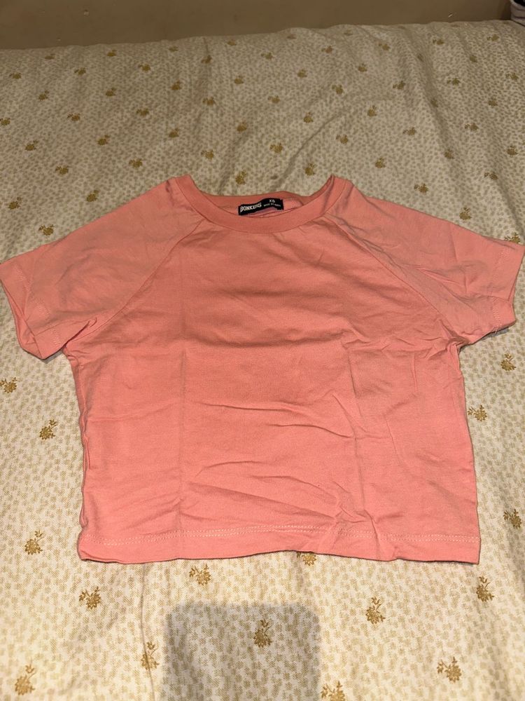 Coral Cropped T-Shirt